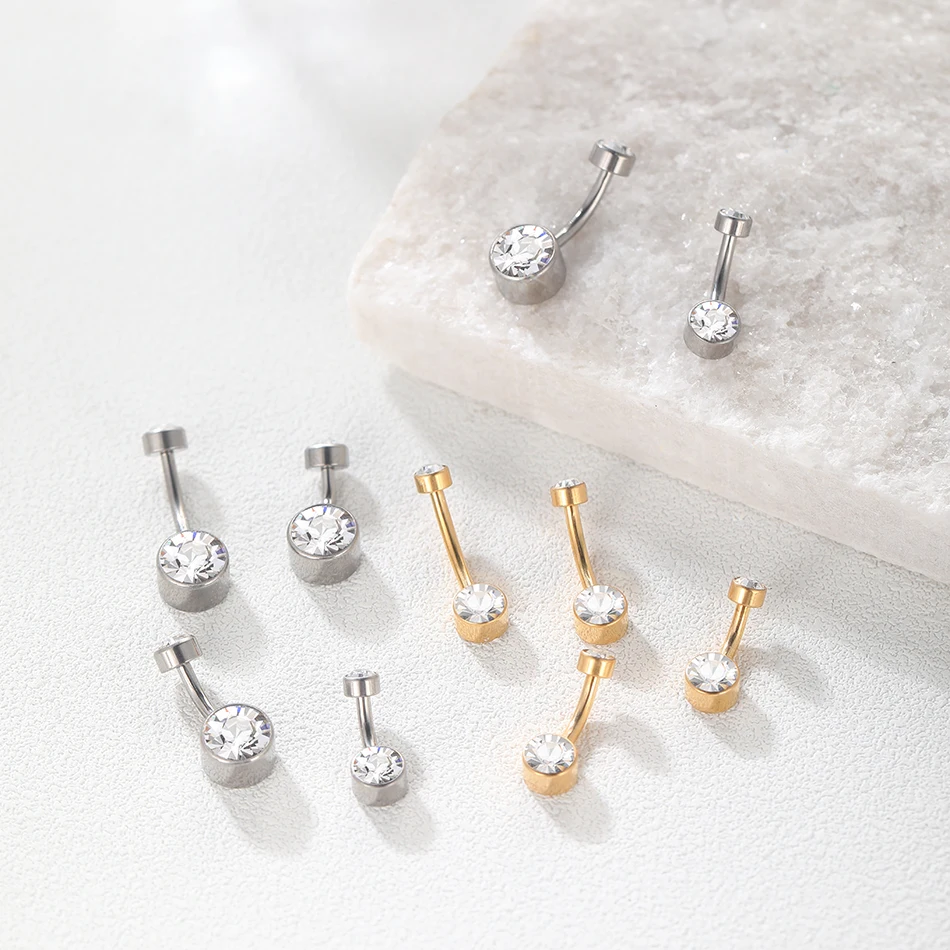 5/10Pcs Titanium Belly Button Ring 14G 6mm 8mm 10mm 12mm Belly Piercing Jewelry with Cubic Zirconia Short Bar Navel Piercings