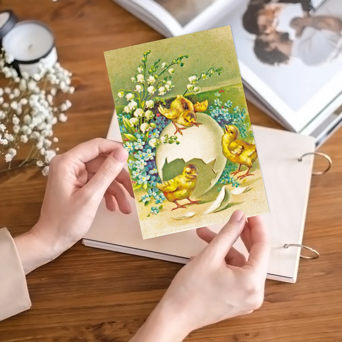 12pcs Vintage Easter Postcards,Assorted Victoria-Style Animal Printed Greeting Card without Envelope,Easter Gift Card for Friend