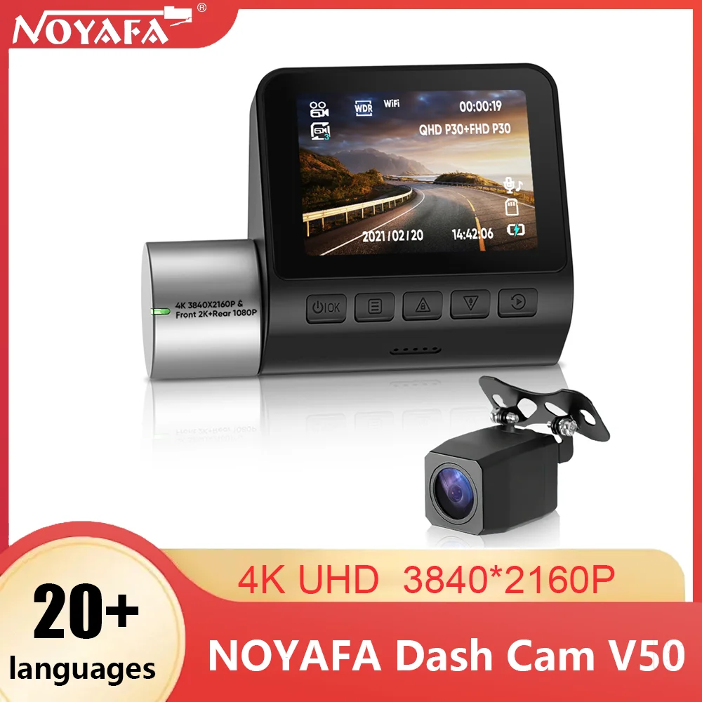 

NOYAFA V50 Dash Cam Parking Monitor 4K GPS Night Vision Dual Camera for Car DVR Mini Camera WiFi Video Recorder Black Box