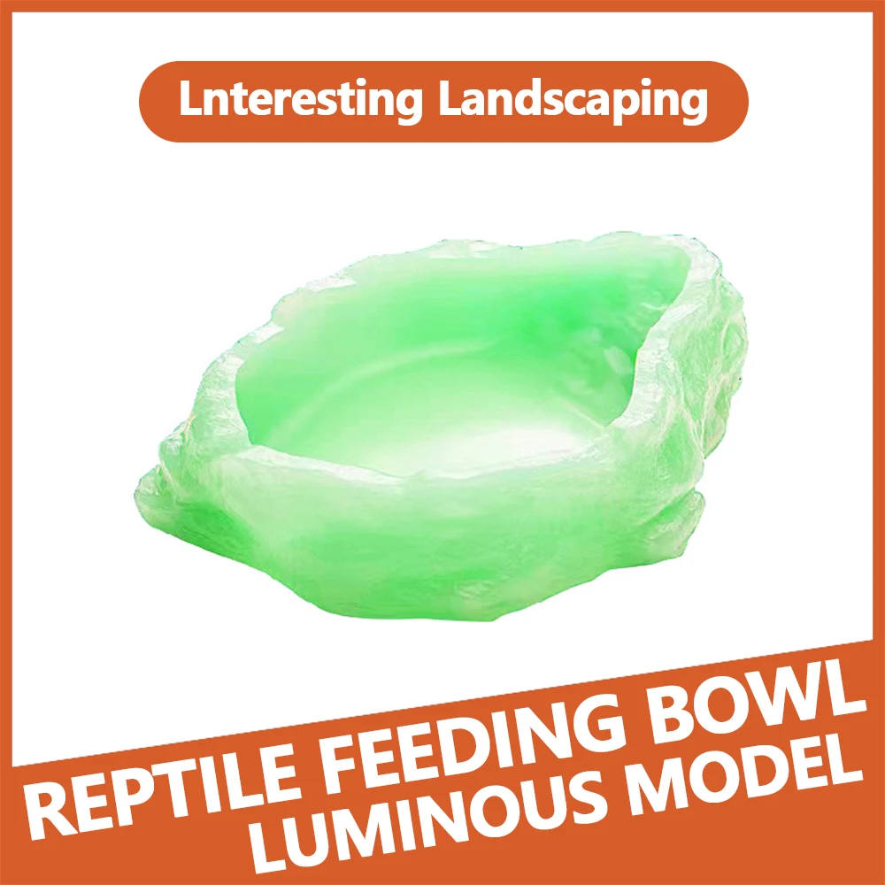 

Reptile Pet Night Luminous Water Basin Gecko Lizard Snake Turtle Food Bowl Hermit Crab Breeding Box Imitation Rock Surface