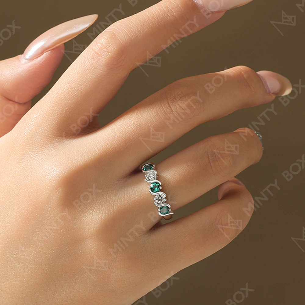 

Кольца MINTYBOX S925 из серебра с муассанитом для женщин, наборные, с бриллиантами D/VVS1, обручальное кольцо, позолоченное 18-каратным золотом, изумрудные ювелирные изделия