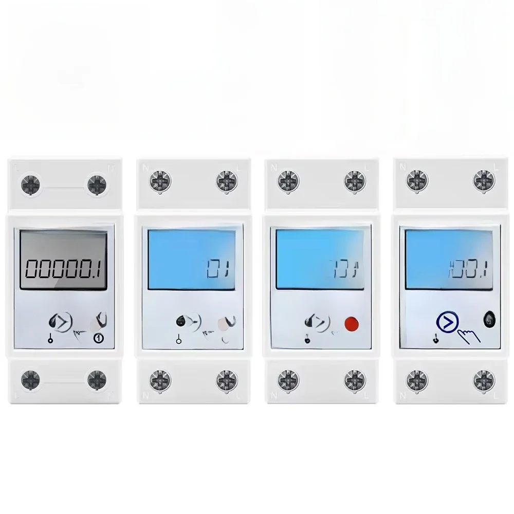 Jednofazowy cyfrowy licznik energii LCD z resetem, zerowanie kWh, napięcie, prąd, pobór mocy, licznik energii elektrycznej, watomierz 230V, montaż na szynę DIN — zdjęcie 2