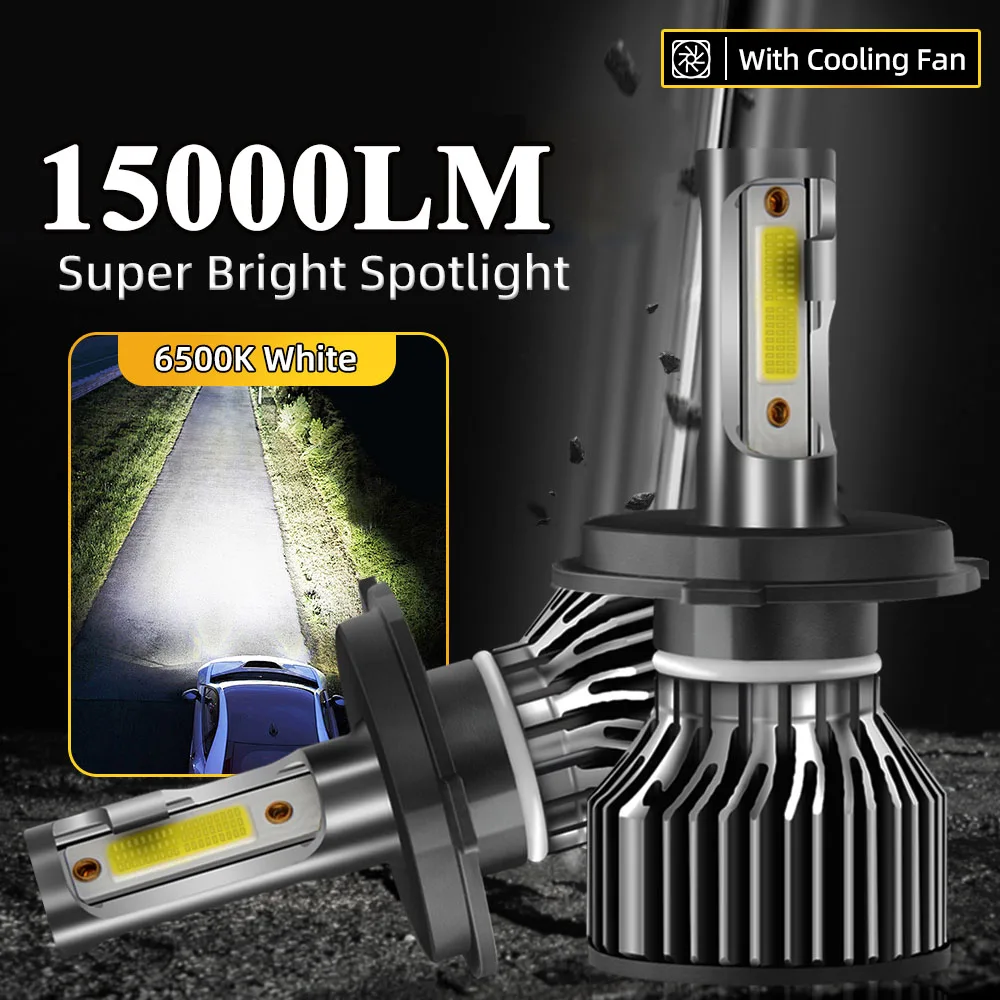 

2Pcs LED H4 H7 Mini Car Headlight Bulb 15000LM 6500K White H11 H13 H27 880 9005 HB3 9006 HB4 9007 Running Front Head Lamp