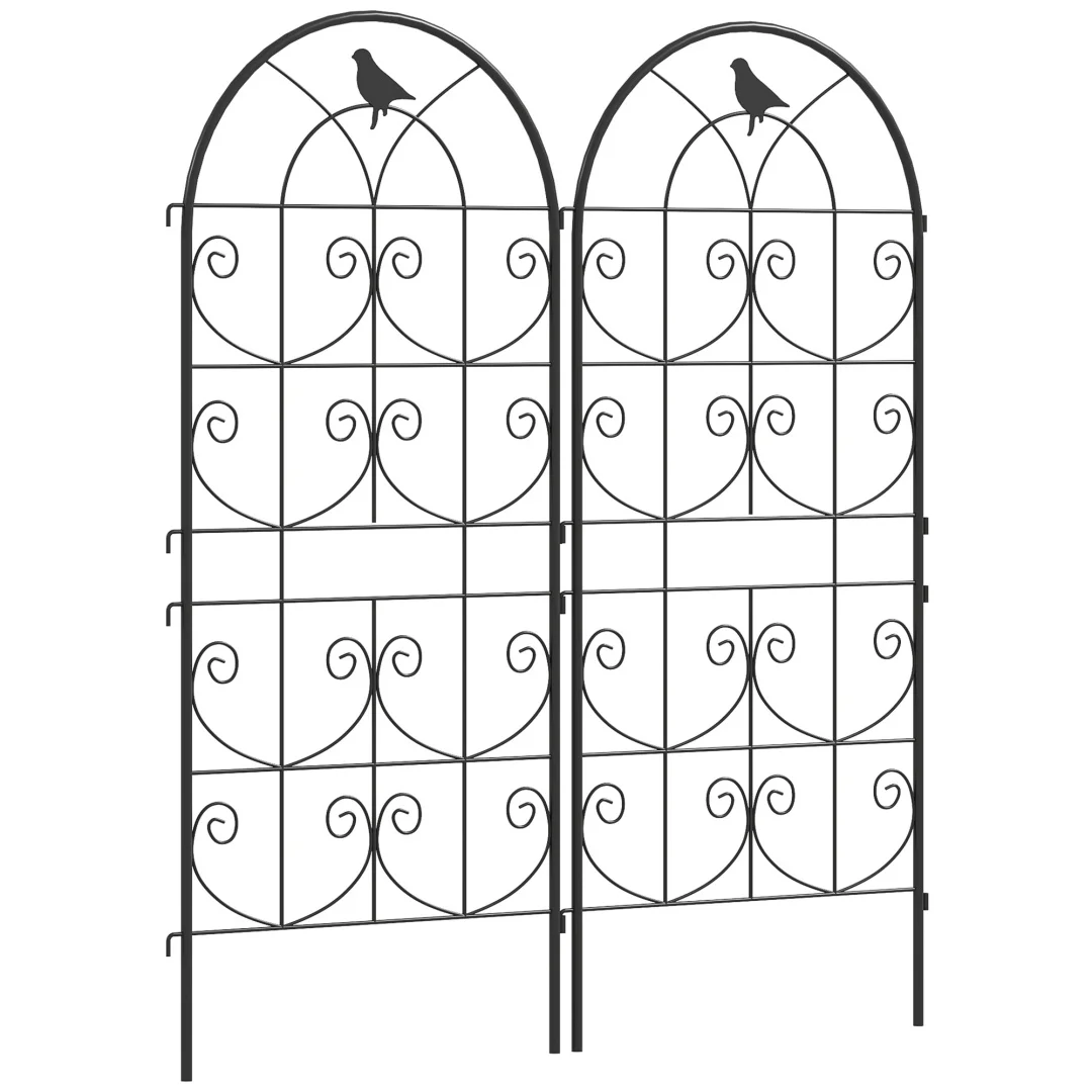 Rankgitter Metall 2er Set zum Stecken rostfrei Rankhilfe mit Vogeldesign für Kletterpflanzen 50x120 cm Spalier für Zimmerpflanzen Pflanzenspalier für Tomaten Blumen Kletterpflanzen Schwarz