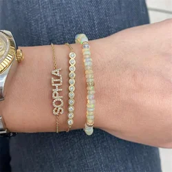 Personalized Bling Bracelet Custom Name Bracelet Cubic Zircon Letter Bracelets 18K Plated Jewelry for Women Girlfriend Gift