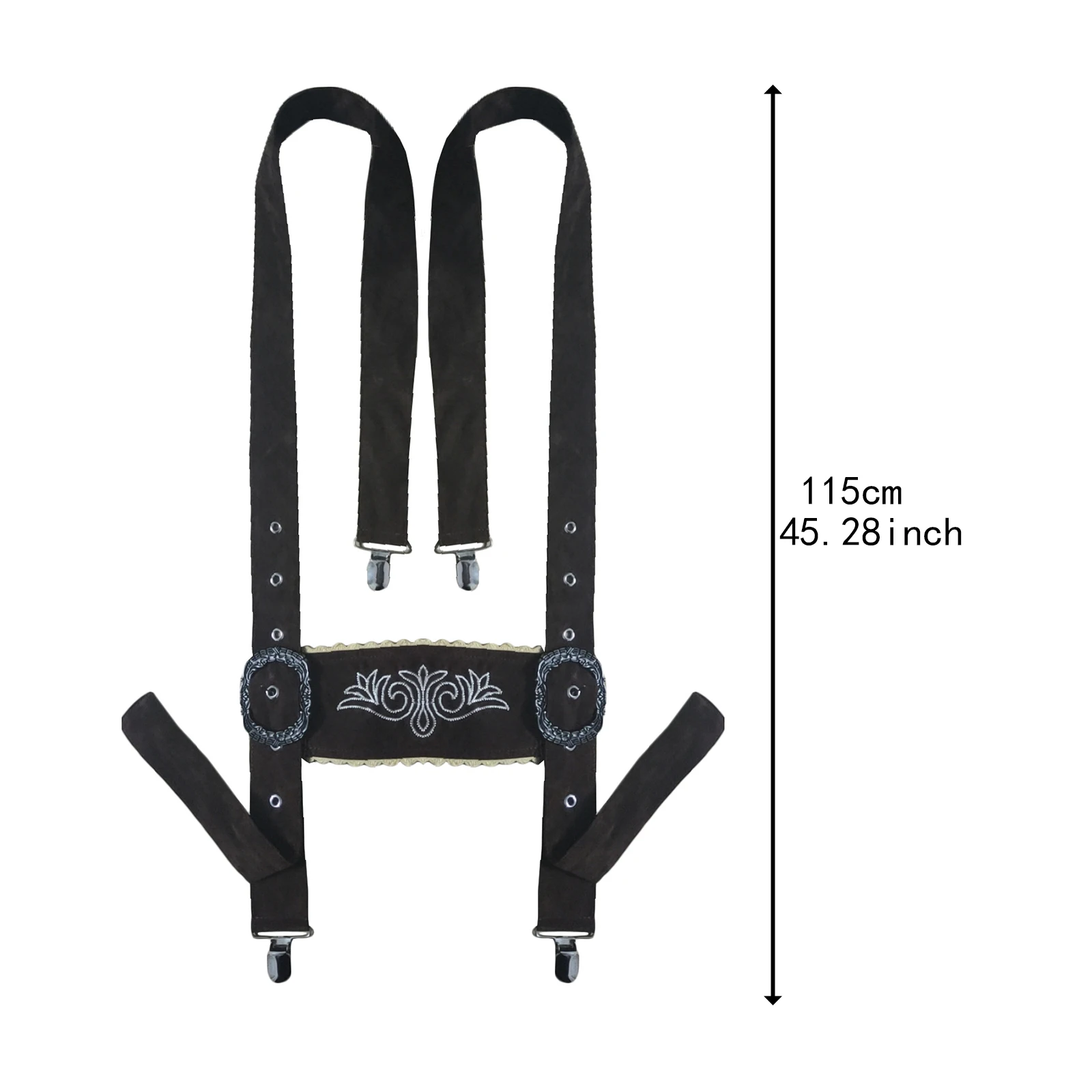 Traditional Men Bavarian Suspenders Polyester Materials Accessory Adjustable Dark Brown Lederhosen Braces for Oktoberfest