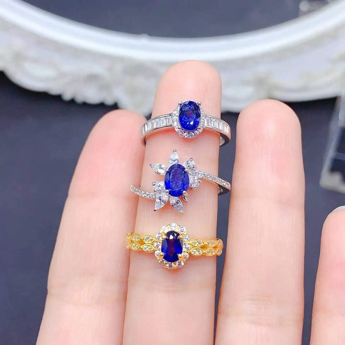 

KJJEAXCMY Boutique Jewelry 925 Pure Silver Inlaid with Natural Impurities Free Sapphire Women's Ring Gift for Girlfriend