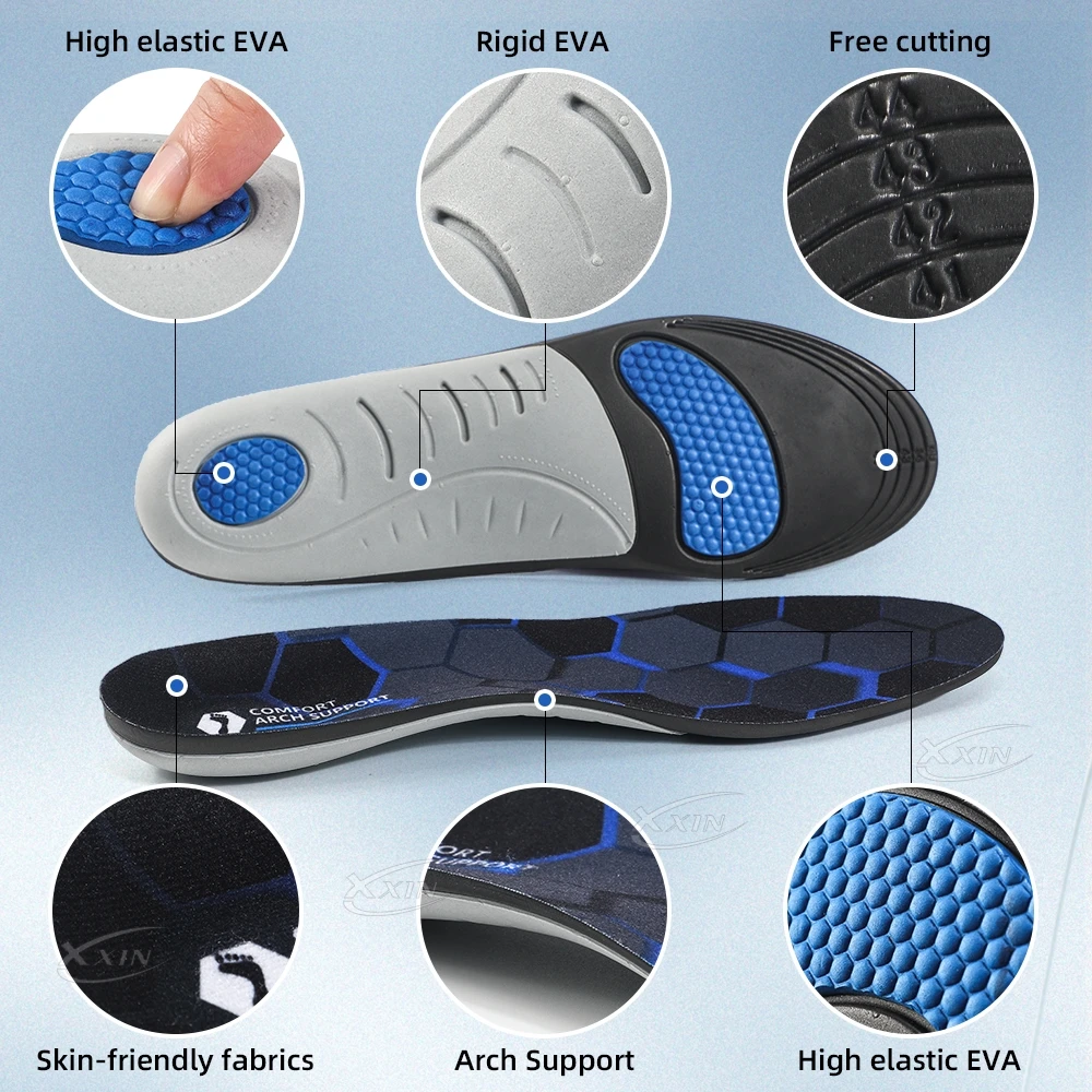 【Xxin】Arch Support Insoles Lightweight EVA Sports Shoe Insole Men Women Running Elastic Insoles size 35-45