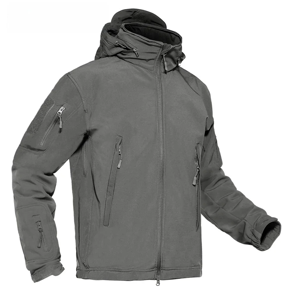 TACVASEN męska zimowa kurtka outdoorowa Softshell wodoodporny kaptur z pełnym zamkiem błyskawicznym wiatroszczelny polar ciepły płaszcz turystyczny do pracy — zdjęcie 2