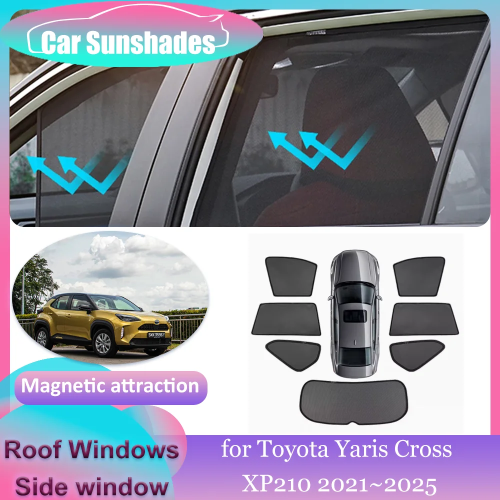 

Автомобильные магнитные солнцезащитные козырьки для Toyota Yaris Cross XP210 2021 ~ 2025, солнцезащитный козырек на крыше, лобовое стекло, занавеска на крыше, аксессуары