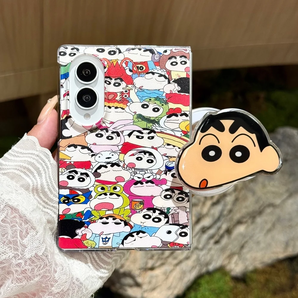 New Cute Full‑Screen Shin Chan Cartoon Print Phone Case for Samsung Galaxy Z Fold 8 Z Fold 8 Ultra Kawaii Anime Shockproof Cover