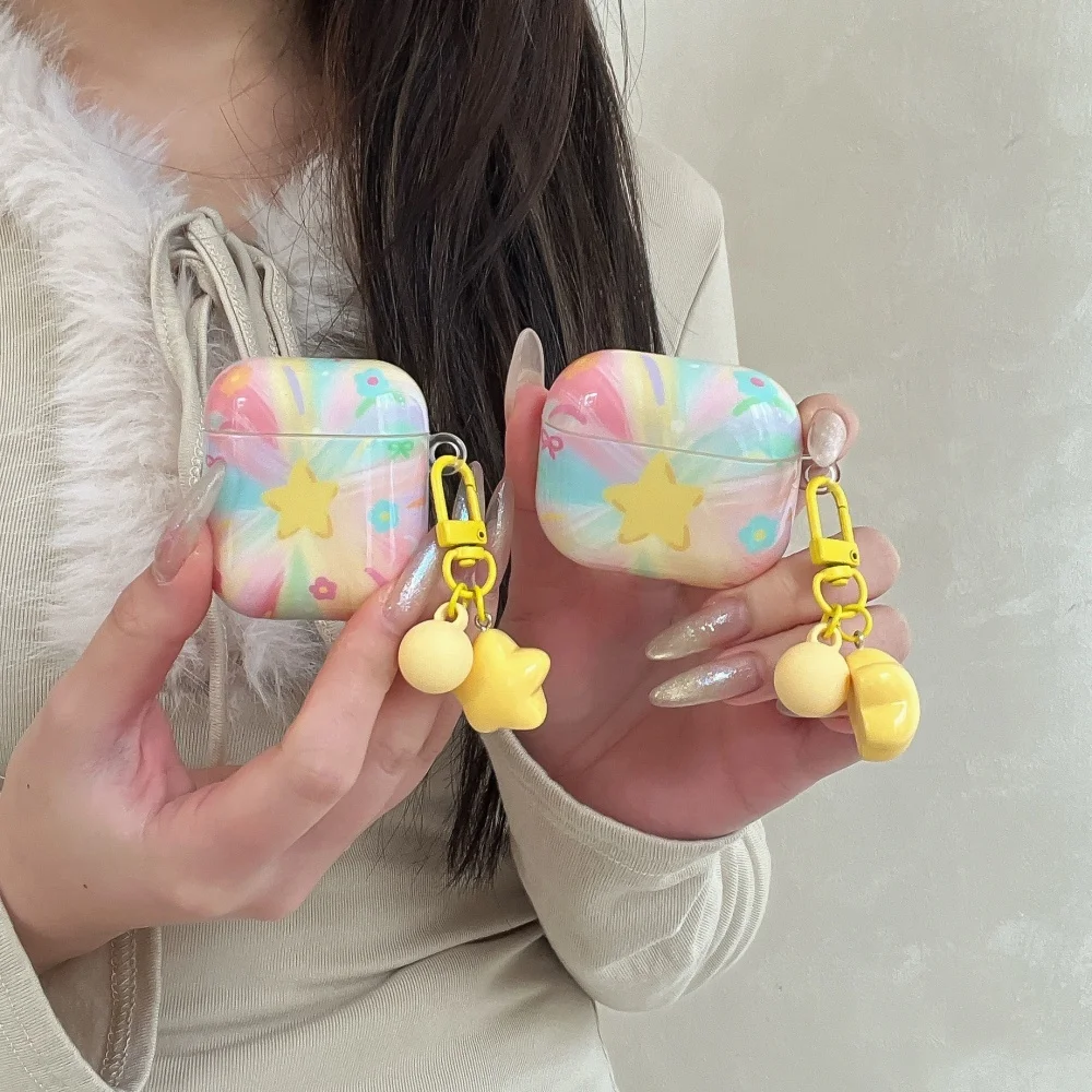 

Cute creative colorful graffiti star flower headphone cover for AirPods 4 3 2 Pro 2 3 Korean version INS fashion new shockproof
