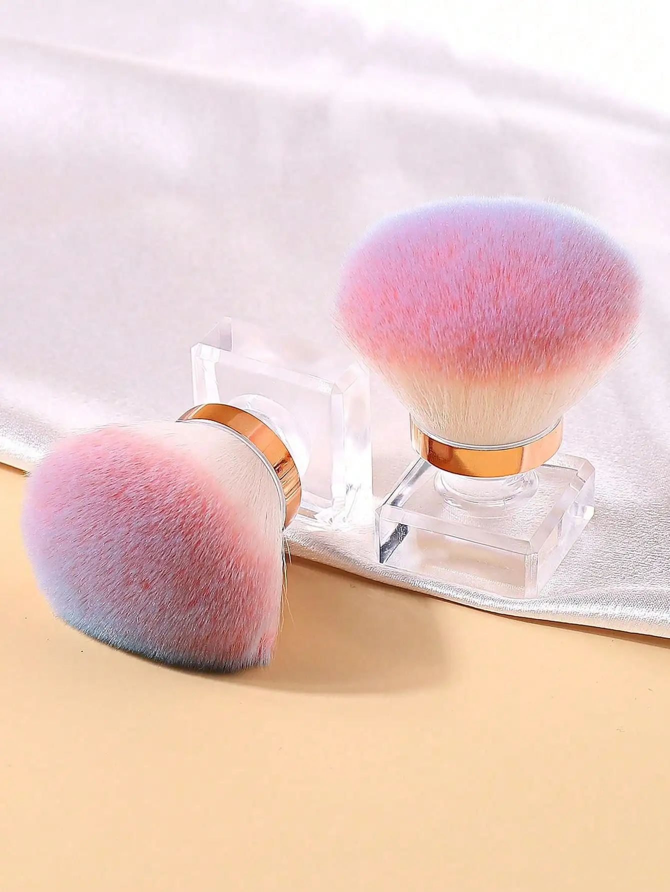 1 szt. Różowy Gradientowy Pędzelek do Zbierania Pyłu z Paznokci z Główką w Kształcie Grzybka z Pudełkiem z Tworzywa PP, Pędzel do Czyszczenia, Łatwe Przechowywanie, Pędzel do Makijażu do Zdobienia Paznokci