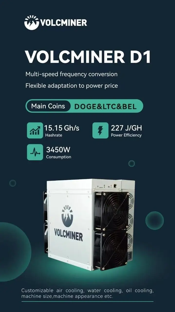 JB COMPRE 2 OBTENGA 1 GRATIS VOLCMINER D1 15.15 Gh/s DOGE&LTC&BEL Asic Miner 3450W Envío el 30 de noviembre