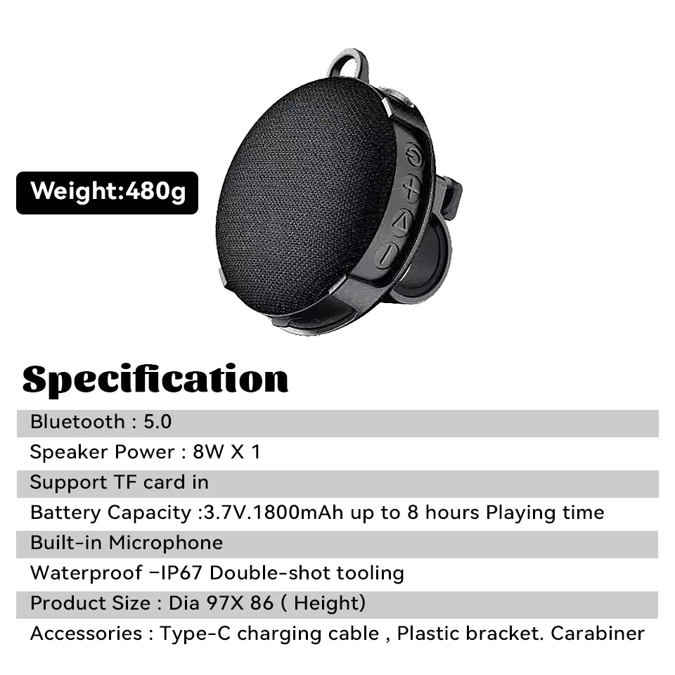 

Portable Wireless Bluetooth Speaker with Dual-Driver Rich Bass 24h Playtime Bluetooth Range & Built-in Mic