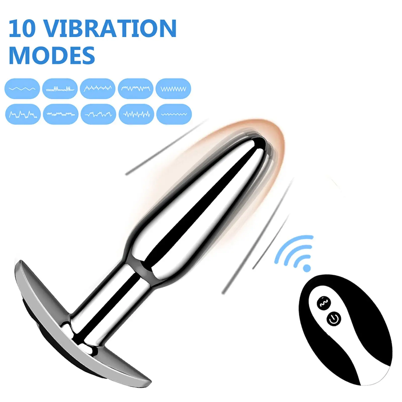 Vibrating Butt Plug with Remote - 10 Vibration Modes, Flared Base Wearable Prostate Massager for Men & Women, Couples Adult Toy