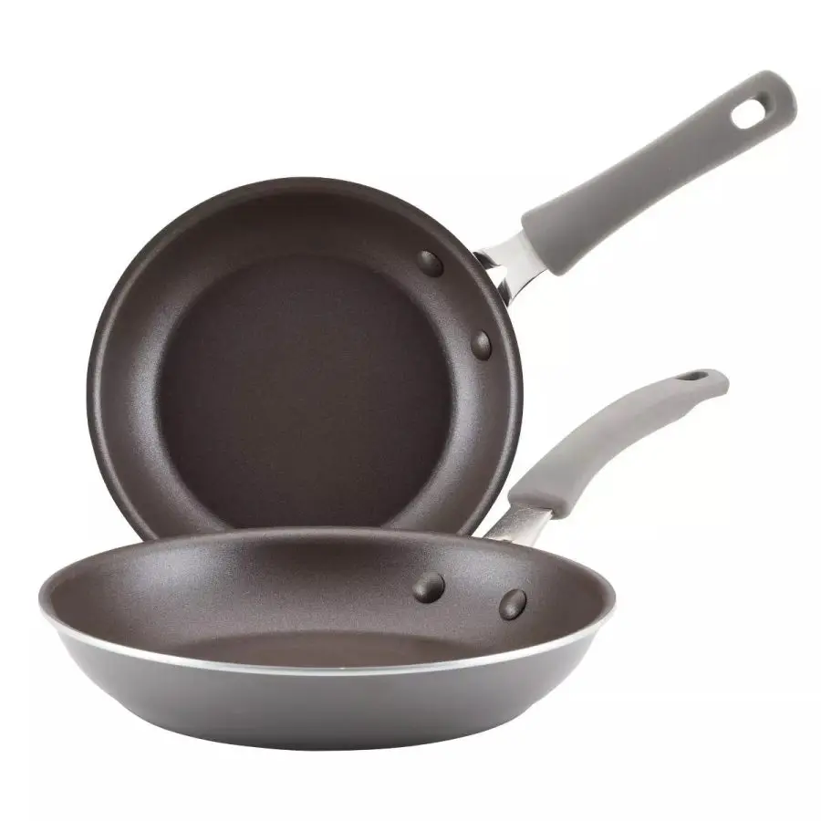 2pc Aluminum Nonstick Skillets - Gray