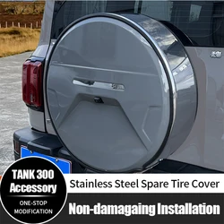 For GWM TANK 300 Spare Tire Cover Stainless Steel ABS Waterproof Wheel Tire Protective Full Cover Auto Parts Car Accessories