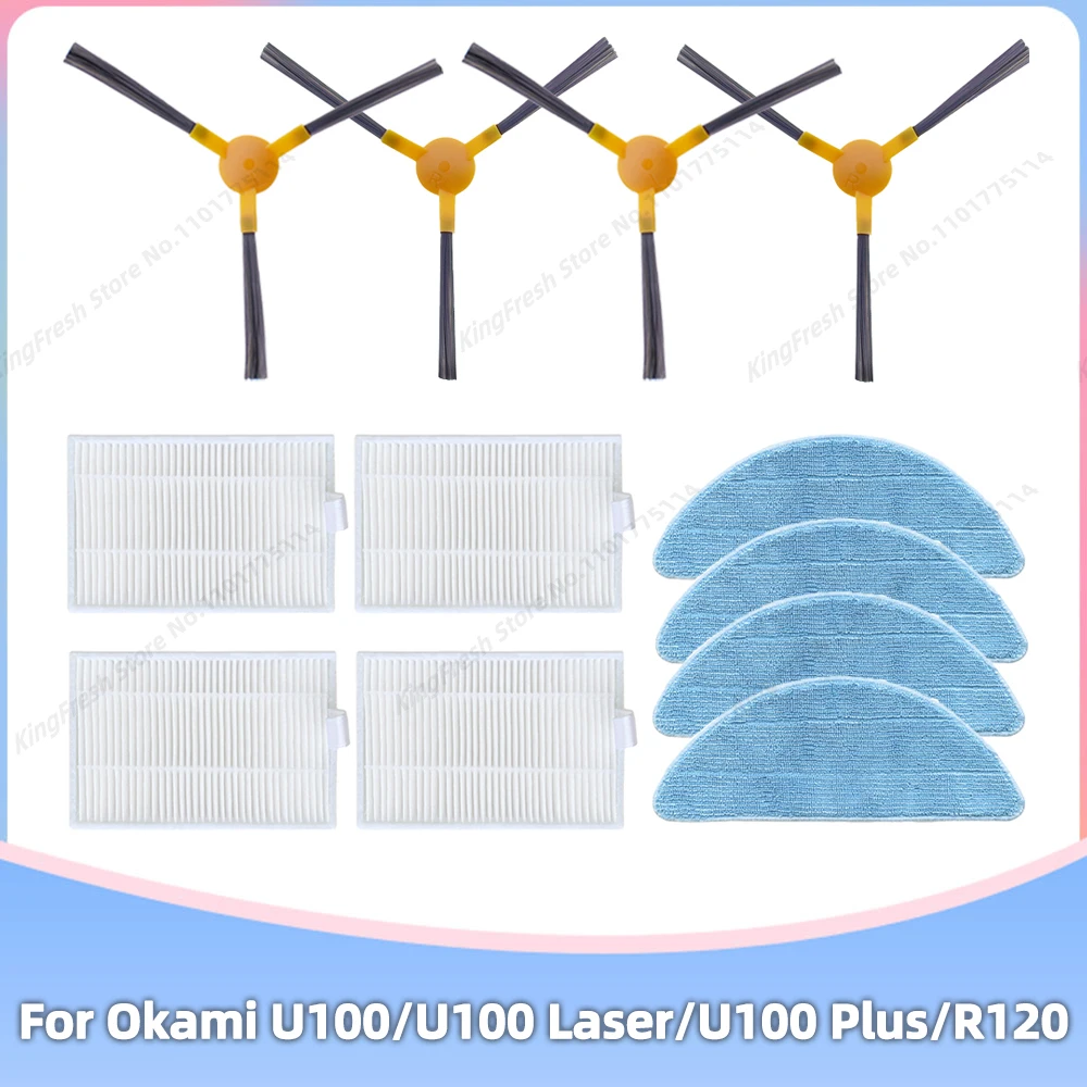 Fit For Оками Okami U100, U100 Laser, U100 Plus, R120 Replacement Accessories Parts Side Brush HEPA Filter Mop Cloth