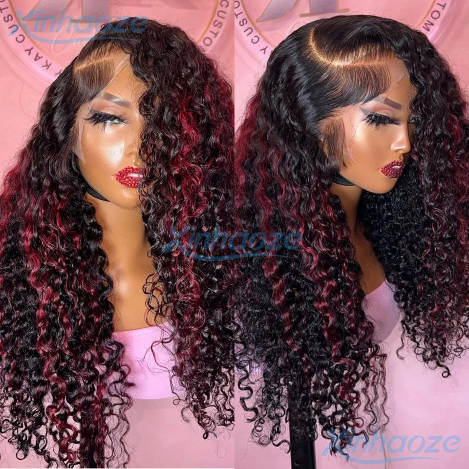 

Выделите Черный Бордовый # 1b/99J человеческие волосы волнистые 5x5 шелковые парики с застежкой сверху предварительно выщипанные бразильские 13x6/360 полные парики шнурка