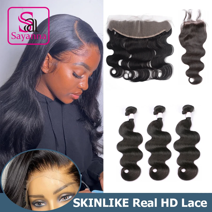 Body Wave Bundles With HD Lace Frontal 100% Human Hair Extension with 13x6 13x4 6x6 5x5 HD Lace Frontal Closure For Black Women