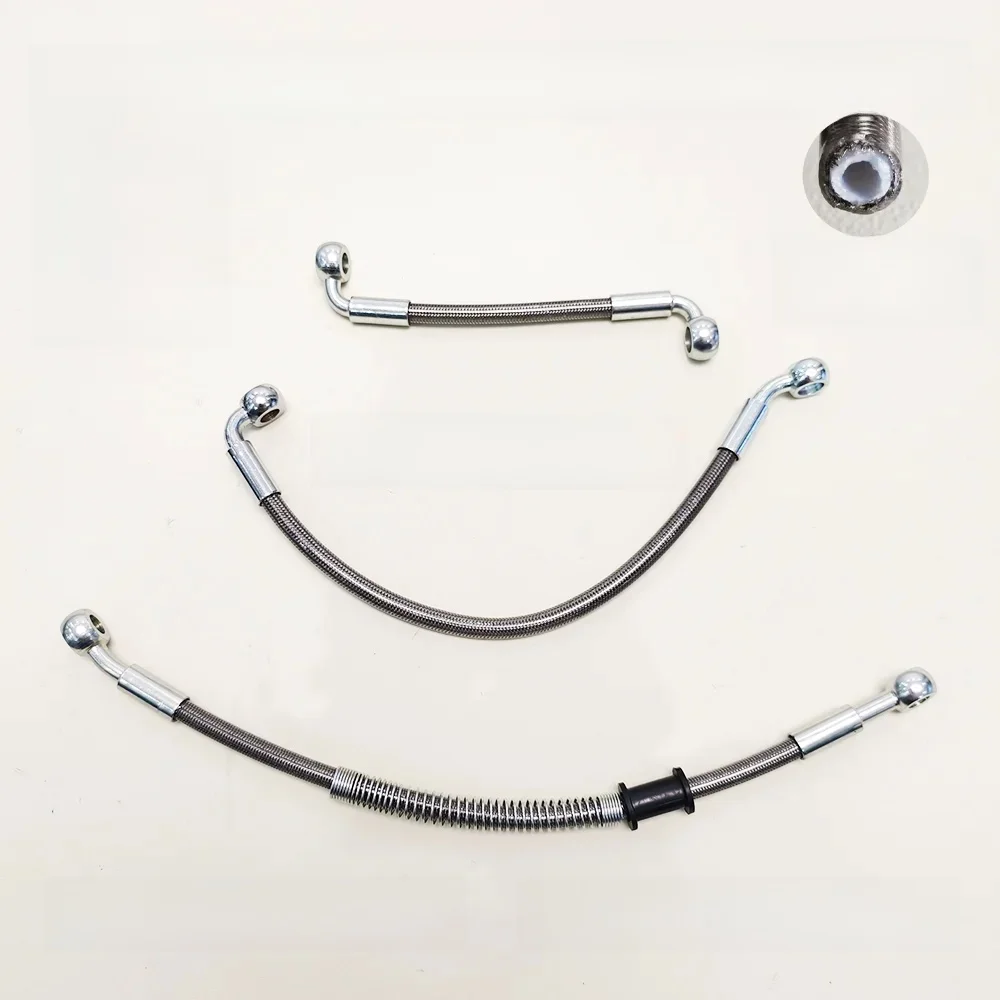 AliExpress M10 0°~28°~90° Motorcycle Dirt Bike Braided Line Steel Brake Hose Cable Hydraulic Banjo Pipe 30-500cm Universal Racing Silver