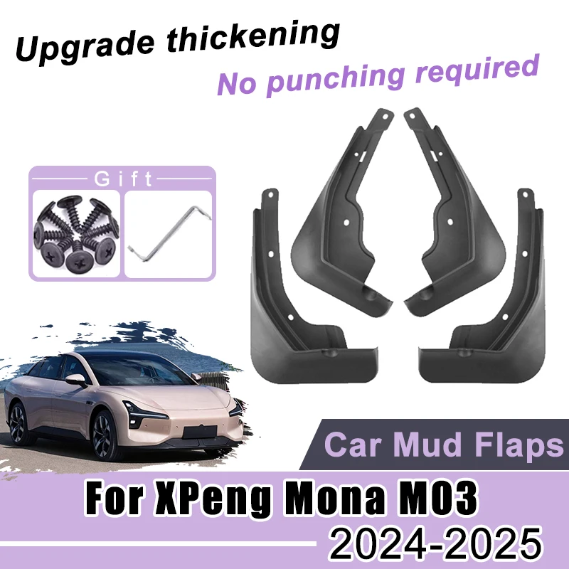 4PCS Mudguards For XPeng Mona M03 2024 2025 Accessories Front Rear Splash Guards Splash Guard Mudguards With Screws Anti-splash