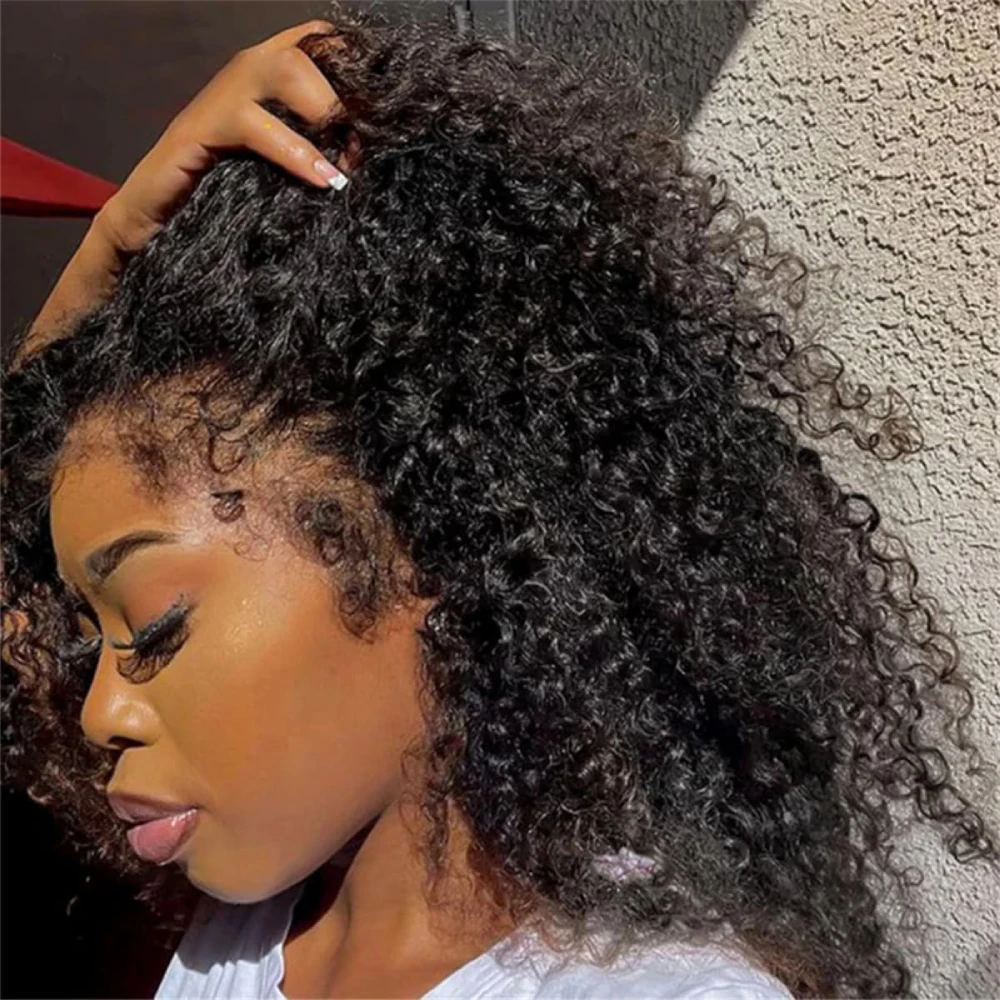 Natural 4c Edges Curly Wig 13x4 Lace Front Wig Human Hair With Natural Curly Baby Hair Pre Plucked Natural Hairline For Women