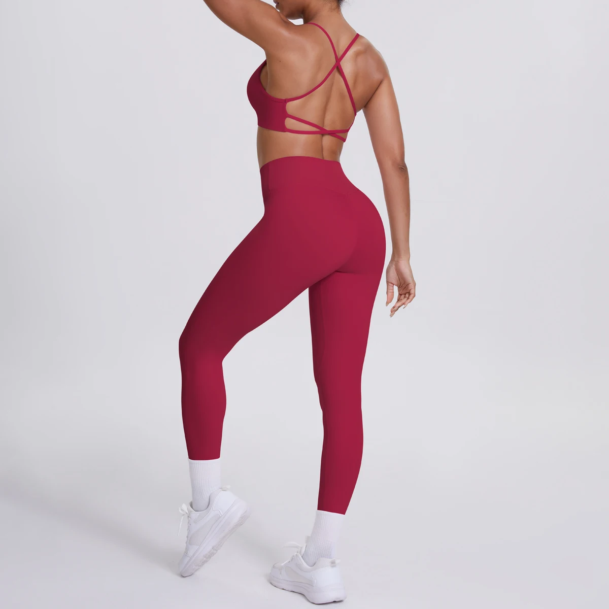 Yoga Suit Sports Set Gym Seamless High Impact Sports Bra Women's High Waist and Hips Tight Peach Buttocks Pants Womens Sportswea image 4