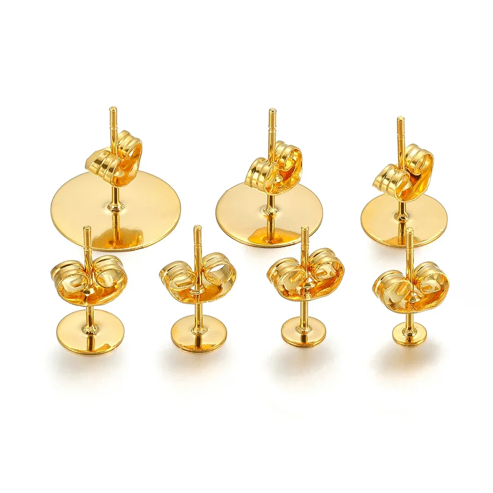 Semitree 50-100 pièces en acier inoxydable eau or boucles d'oreilles goujons Base vierge post broches boucle d'oreille bouchon oreille dos résultats pour la fabrication de bijoux à bricoler soi-même 3