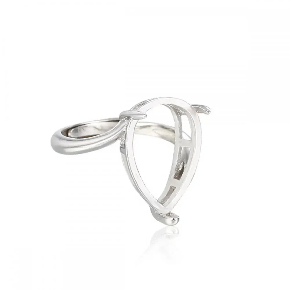 925 srebro kropla wody Bezel ustawienie kubka regulowana podstawa pierścienia puste dopasowanie 4X6/6X8/7X9/8X12mm kaboszon do tworzenia biżuterii — zdjęcie 2