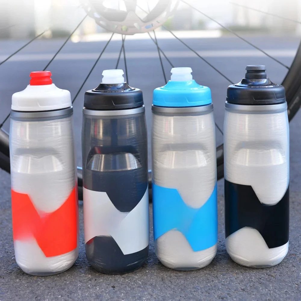 AliExpress ThinkRider Insulated Cold Cycling Water Bottle Portable 620ml/21oz MTB Bottle Ultralight Dustproof Sports Bottle