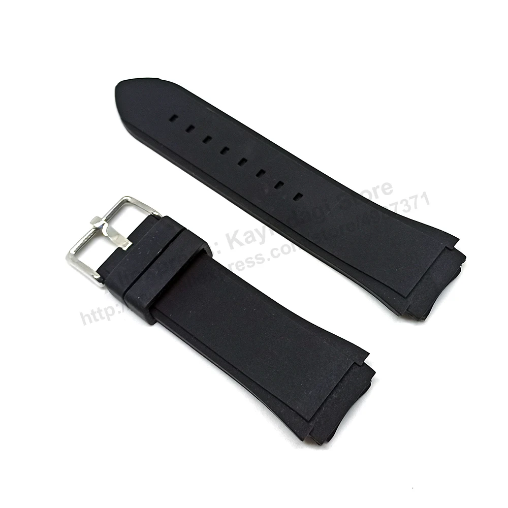 Fits/For Guess Rigor W0247G4 - 22mm Black Rubber Silicone Replacement Watch Band Strap Belt