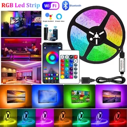 LED-USB-Streifenlichter, 1–30 m, Farbwechsel, 5050 RGB-LED-Leuchten, WIFI, Bluetooth-Steuerung, flexibles Lampenband, TV-Hintergrundbeleuchtung, Raumdekoration