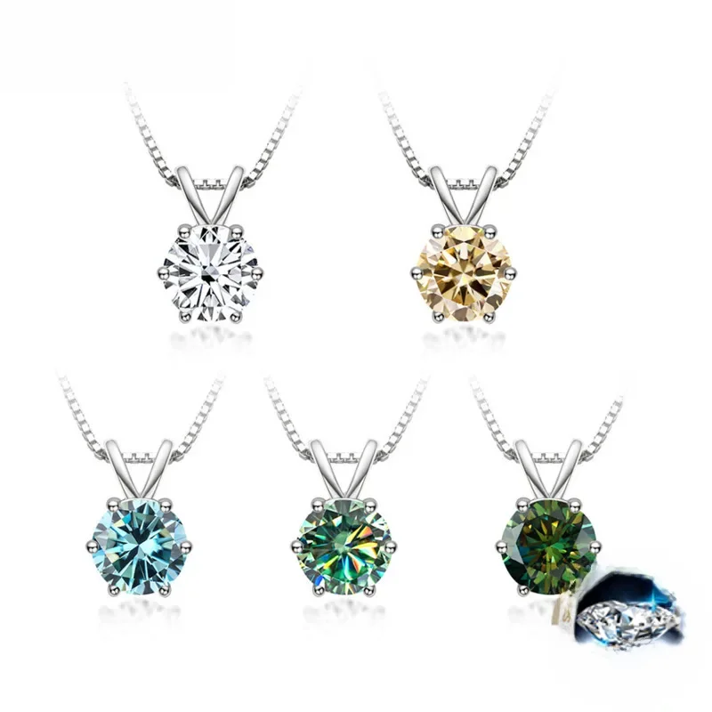 JoyceJelly Classic 1ct Moissanite naszyjnik dla uroku kobiety Lab wisiorek diamentowy srebrny 925 biżuteria zaręczyny Wedding Party prezenty — zdjęcie 2