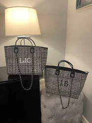 Bolso de hombro personalizado para mujer, bolso de playa, bolso de mano personalizado, bolso de lona, regalos para ella, bolso de mano con cadena, Personal