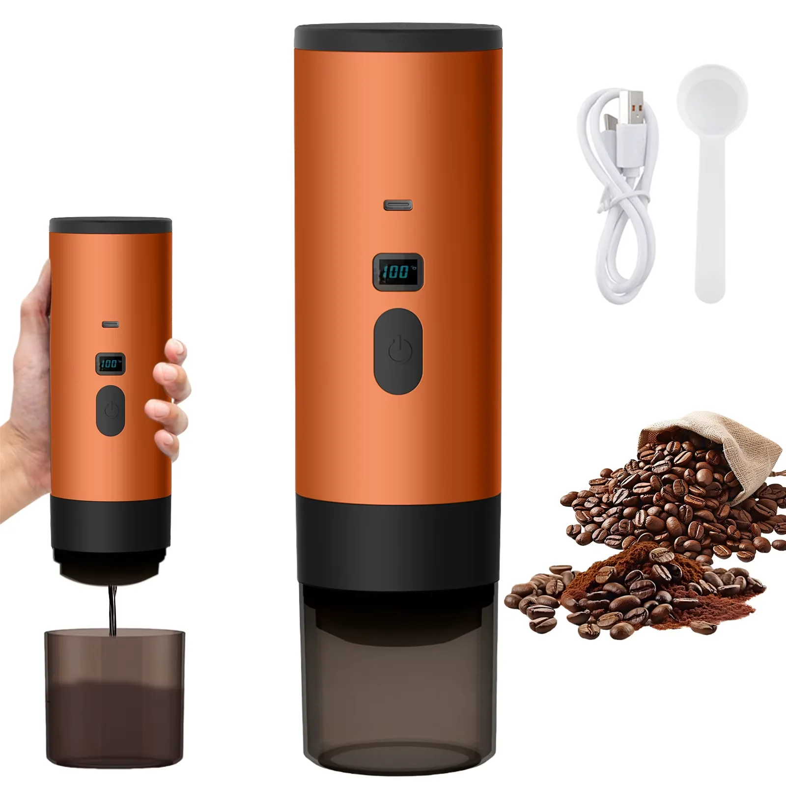 Tragbare 3-in-1-Kaffeemaschine, 20 Bar USB-Espressomaschine für Reisen, Auto, Zuhause, schnelle Erwärmung, kompaktes Design