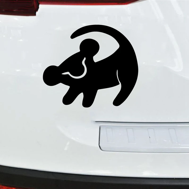 Black White Solid & Outline Lion King Logo Car Window Decals Baby Simba Drawing Waterproof Vinyl Sticker Laptop Decor