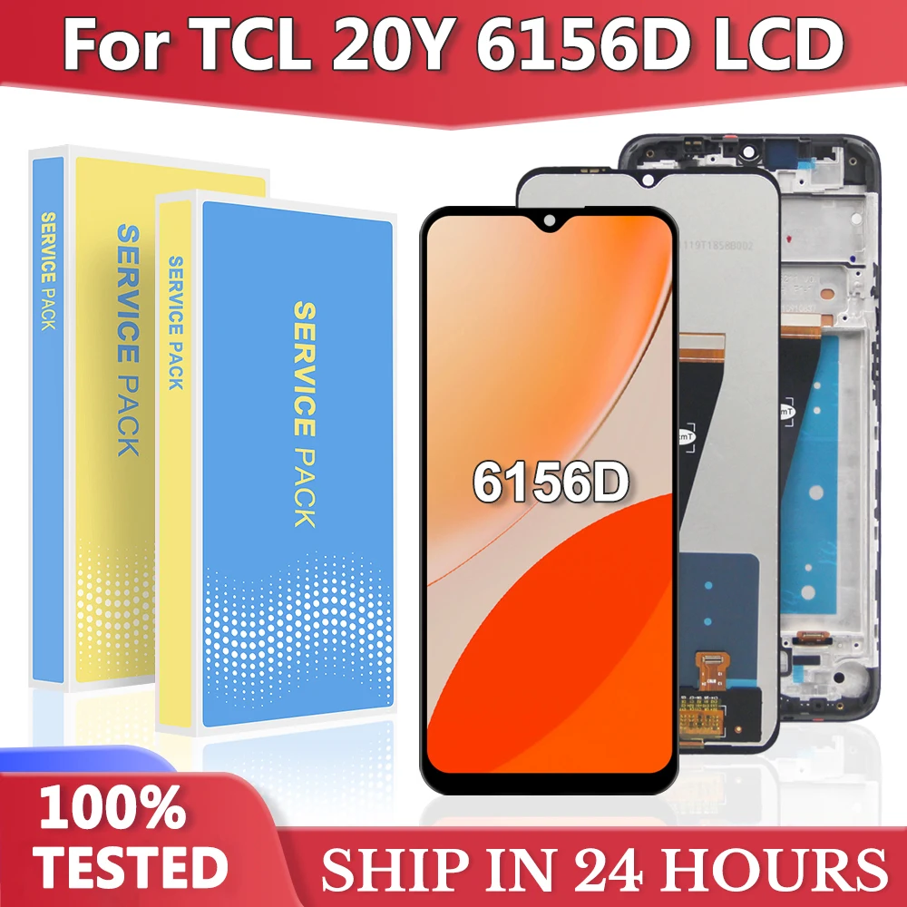 

6,52-дюймовый ЖК-дисплей для TCL 20Y 6156D 6156H, ЖК-дисплей, преобразователь сенсорного экрана в сборе, замена для TCL 20Y, экран дисплея с рамкой