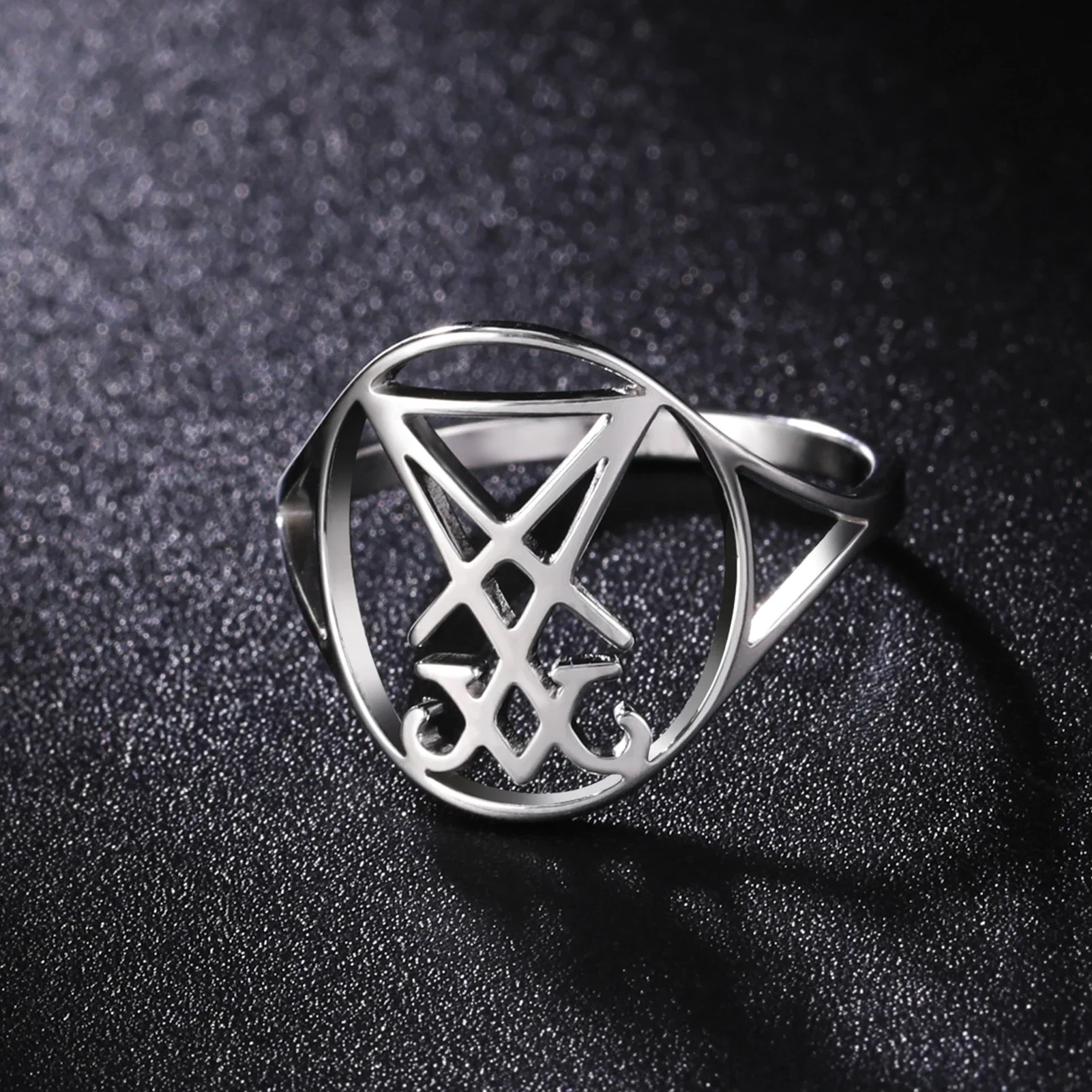 Bague gothique en acier inoxydable, symbole du diable et du démon, amulette satanique, bijou religieux, cadeau de Festival