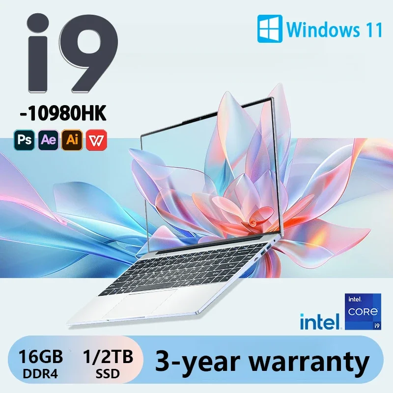 

2026 Portable Windows 11 Laptop Computer PC 14.1" 1920*1080P Notebook Intel Core i9 10980HK 16GB RAM 1TB 2TB SSD Gaming Laptops