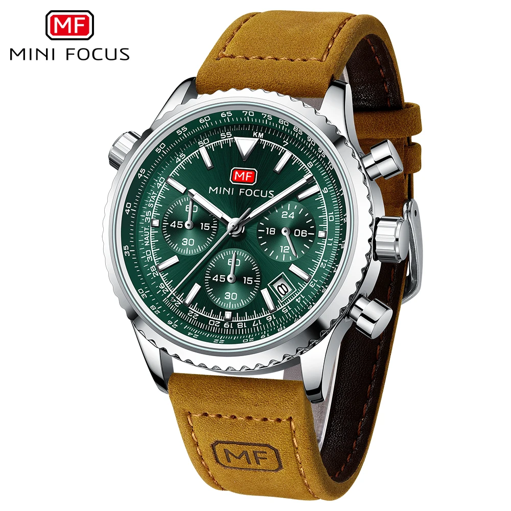 

Minifocus Classic Men WristWatch Crystal Rotatable Bezel Waterproof Date Chronograph Sport Quartz Army Relogio Masculino Reloj