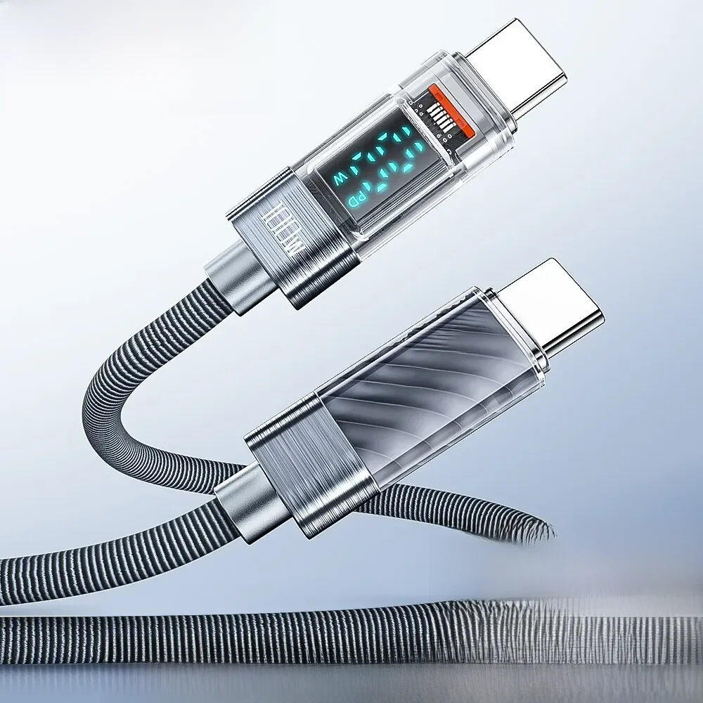 Toocki typ c bis typ c kabel 100w pd display schnell ladegerät usb c zu usb c transparentes kabel für xiaomi macbook