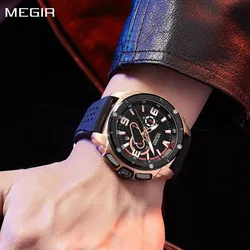 MEGIR Mens Watches Top Brand Luxury Silicone Sports Military Watch Waterproof Quartz Clock Men Chronograph Man Wristwatch 2147