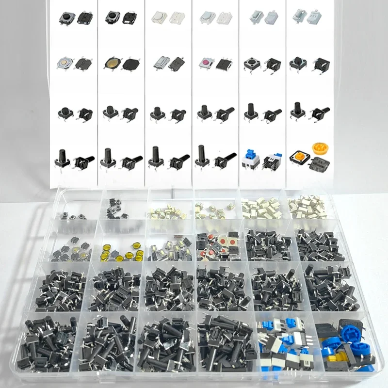 460 sztuk 24 wartości dotykowy przełącznik wciskany SMD mikro chwilowy przełącznik taktowy zestaw asortymentowy do pilota samochodowego z pudełkiem — zdjęcie produktu 7