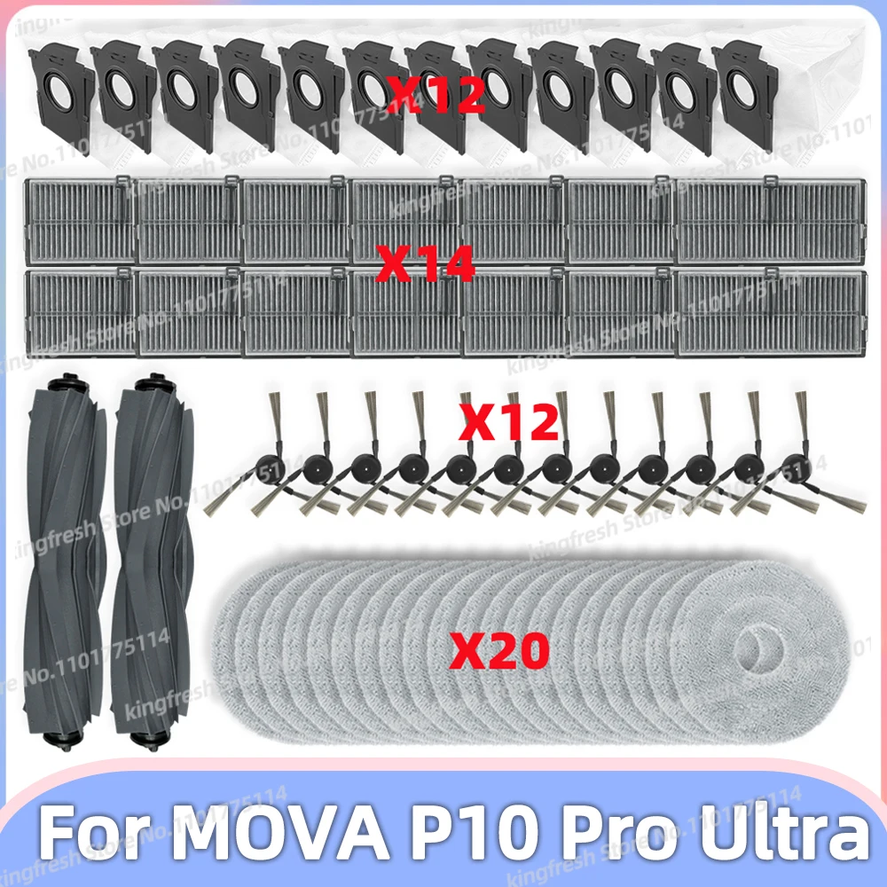 Fit For ( MOVA P10 Pro Ultra ) Vacuum Parts Main Tricut Roller Side Brush Hepa Filter Mop Cloth Dust Bag Replacement Accessories