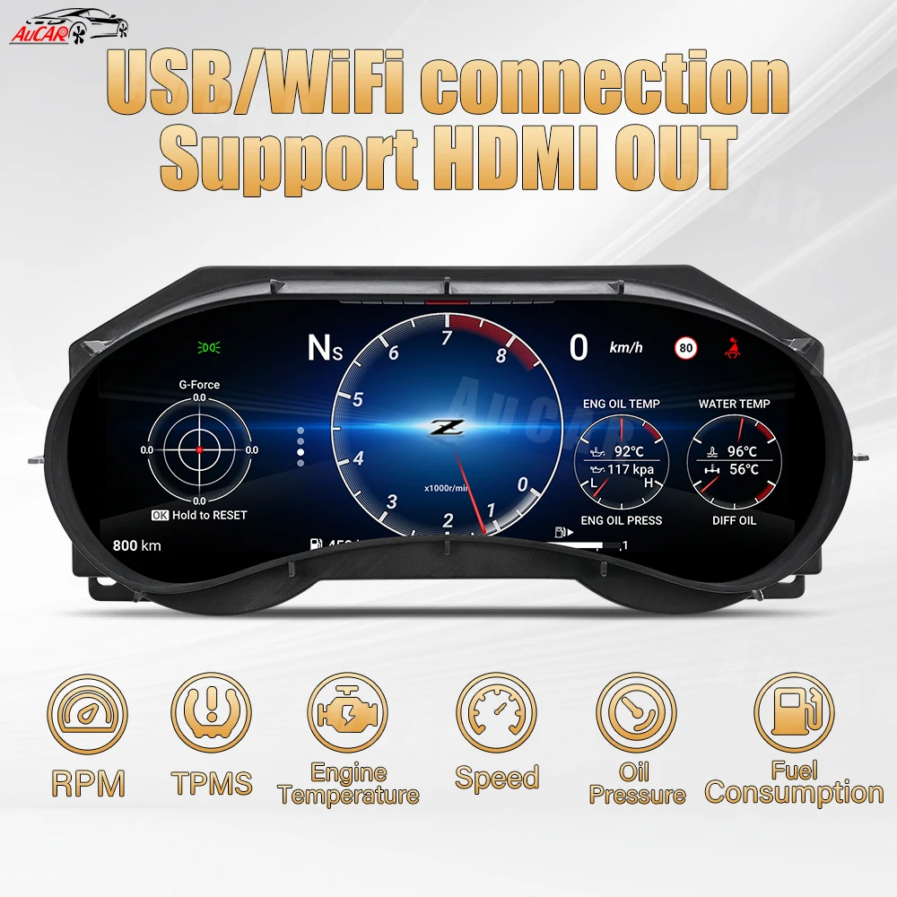 AuCar 12.3''LCD Digital Cluster Multimedia Player Dashboard Meter Screen Linux instrument Cluster For Infiniti Q50 Q60 2014-2019