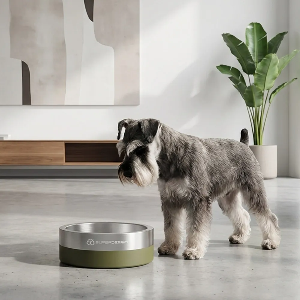 

Super Design Stainless steel pet bowl, cat bowl, large-diameter dog bowl, dog basin, anti knock dog slow food bowl