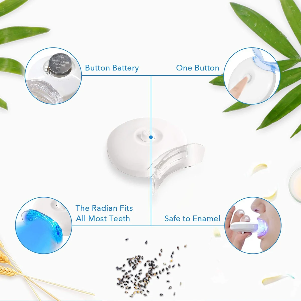 Kit per sbiancamento dei denti - Sbiancante per denti con luce LED 5X con perossido di carburo al 35%, vassoi per la bocca, 3 gel rinascalizzanti e vassoio