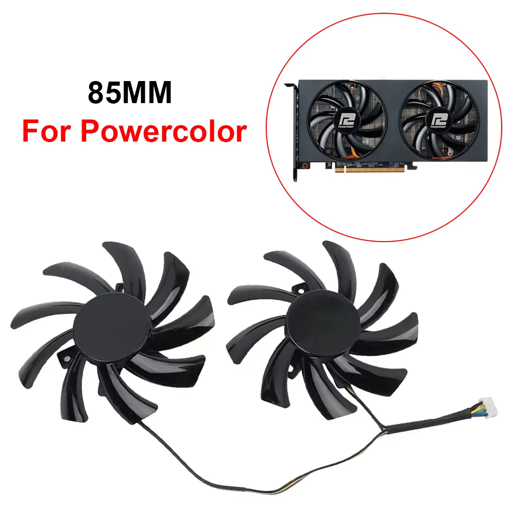 T129215BU 85mm GPU Cooling Fan Replacement For PowerColor Fighter RX6700XT RX6600XT RX6600 RX5700 RX5500XT Graphics Card Fan